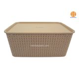 Rổ nhựa nắp bé đan giả mây 3386 Việt Nhật