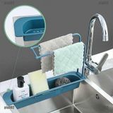 Giá nhựa để giẻ rửa bát có chỗ treo khăn cài bồn rửa bát