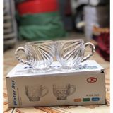 Bộ 6 cốc thủy tinh có quai pha lê dày, đẹp