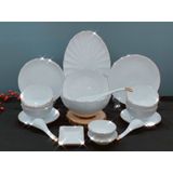 Set 10 chiếc bát cơm sứ trắng viền vàng Bát Tràng