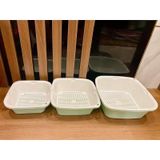 Bộ 3 rổ nhựa vuông kèm chậu Ecco