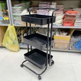 Kệ sắt 3 tầng để đồ có bánh xe chắc chắn