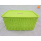 Rổ nhựa nắp bé đan giả mây 3386 Việt Nhật