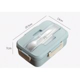 Hộp đựng cơm 3 ngăn nhựa lúa mạch kèm đũa và thìa inox