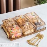 Bộ 6 hũ mika đựng mứt Tết màu hổ phách siêu sang