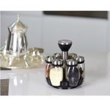 Bộ 6 lọ gia vị thuỷ tinh kèm giá xoay 360 độ
