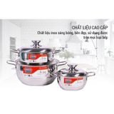 Bộ 3 nồi inox 3 đáy SH335 Sunhouse