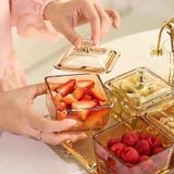 Bộ 6 hũ mika đựng mứt Tết màu hổ phách siêu sang