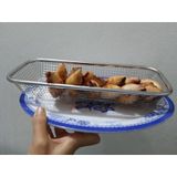 Rổ inox dẹt đựng hoa quả, đồ ăn chiên rán ráo mỡ