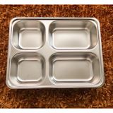 Khay cơm 4 ngăn inox sâu lòng không nắp hàng dày dặn