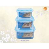 Bộ 3 hộp nhựa vuông 4 khoá 6537 Việt Nhật