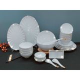 Set 10 chiếc bát cơm sứ trắng viền vàng Bát Tràng