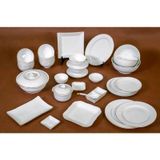 Set 10 chiếc bát cơm sứ trắng viền vàng Bát Tràng