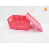Rổ nhựa nắp bé đan giả mây 3386 Việt Nhật
