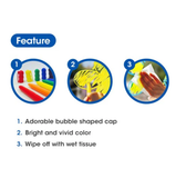 Bút vẽ trang trí lên kính nhập khẩu Hàn Quốc AMOS GlassFun Multi Crayons 6 màu GF6PC