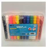 Bút vẽ lên kính nhập khẩu Hàn Quốc AMOS GlassFun Multi Crayons 12 màu GF12PC
