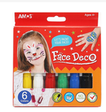 Bộ bút màu vẽ mặt nhập khẩu Hàn Quốc AMOS Face Deco Hộp 6 màu FD5P6