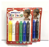 Bộ bút màu vẽ mặt nhập khẩu Hàn Quốc AMOS Face Deco Hộp 6 màu FD5P6