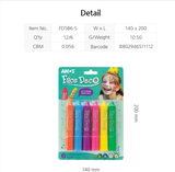 Bút vẽ mặt nhập khẩu Hàn Quốc AMOS face deco, hộp gồm 6 màu FD5B6-S