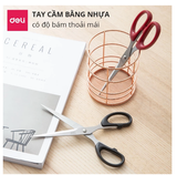 Kéo thủ công văn phòng Deli chất liệu cao cấp không gỉ 175mm - 2 màu đen đỏ 6009