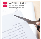 Kéo thủ công văn phòng Deli chất liệu cao cấp không gỉ 175mm - 2 màu đen đỏ 6009