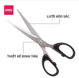 Kéo thủ công văn phòng Deli chất liệu cao cấp không gỉ 175mm - 2 màu đen đỏ 6009