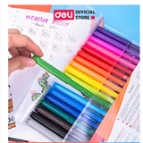 Bút dạ nước 12 màu deli C10003 Đi Nét Fiber Pen 1mm màu an toàn, không tòe ngòi dùng cho học sinh