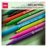 Bút dạ nước 12 màu deli C10003 Đi Nét Fiber Pen 1mm màu an toàn, không tòe ngòi dùng cho học sinh