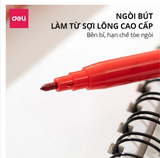 Bút dạ nước 12 màu deli C10003 Đi Nét Fiber Pen 1mm màu an toàn, không tòe ngòi dùng cho học sinh
