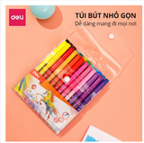 Bút dạ nước 12 màu deli C10003 Đi Nét Fiber Pen 1mm màu an toàn, không tòe ngòi dùng cho học sinh