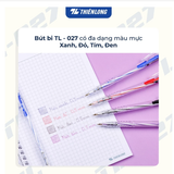 Bút bi Thiên Long dành cho học sinh, sinh viên, văn phòng 4 màu sắc xanh, đen, đỏ, ngòi 0,5mm TL-027