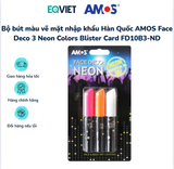 Bộ bút màu vẽ mặt nhập khẩu Hàn Quốc AMOS Face Deco 3 Neon Colors Blister Card FD10B3-ND