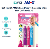 Bút vẽ mặt AMOS Face Deco vỉ 3 cái nhập khẩu Hàn Quốc FD5B3G