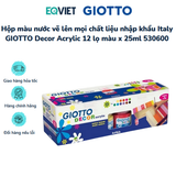 Hộp màu nước vẽ lên mọi chất liệu nhập khẩu Italy GIOTTO Decor Acrylic 12 lọ màu x 25ml 530600