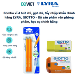 Combo vỉ 4 bút chì, gọt chì, tẩy nhập khẩu chính hãng LYRA, GIOTTO - Bộ sản phẩm văn phòng phẩm, học cụ chính hãng