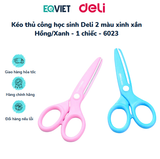 Kéo thủ công học sinh Deli 2 màu xinh xắn Hồng/Xanh - 1 chiếc - 6023