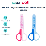 Kéo Thủ công Deli 6021 có nắp an toàn dành cho học sinh
