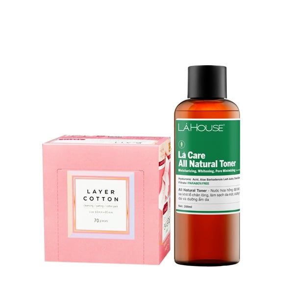Lá House - All Natural Toner - 200ml và Bông tẩy trang Cotton Labo 5 lớp 70 miếng lớn-201079