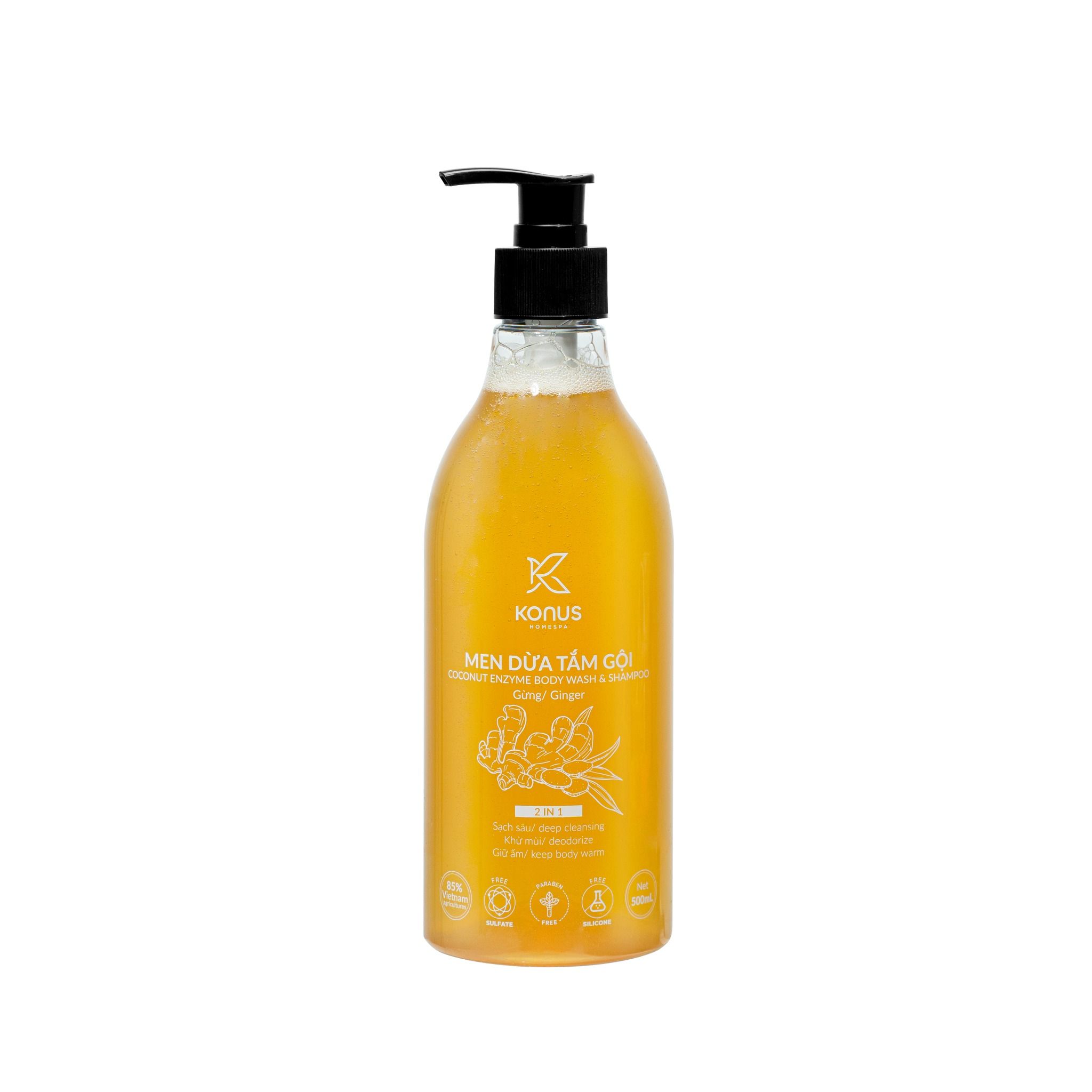 Men Dừa Tắm Gội Gừng Konus Homespa Giữ Ấm Cơ Thể 500ml