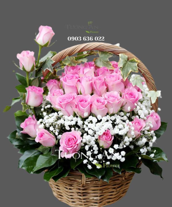 Giỏ Hoa Hồng Dâu - S73