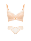  [NUDE TONE] Bra Set Áo ngực U-BRA có gọng mút mỏng ren và Quần lót nữ ren lưới hipster iBasic - BRAW132, PANW132 