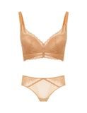  [NUDE TONE] Bra Set Áo ngực U-BRA có gọng mút mỏng ren và Quần lót nữ ren lưới hipster iBasic - BRAW132, PANW132 