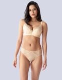  [NUDE TONE] Bra Set Áo ngực U-BRA có gọng mút mỏng ren và Quần lót nữ ren lưới hipster iBasic - BRAW132, PANW132 