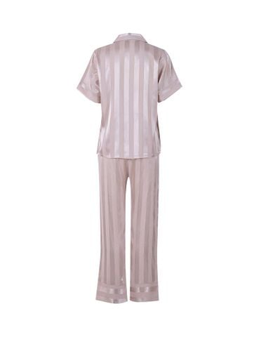  Đồ bộ mặc nhà nữ iBasic lụa satin pyjama sọc tay ngắn quần dài - HOMW043 