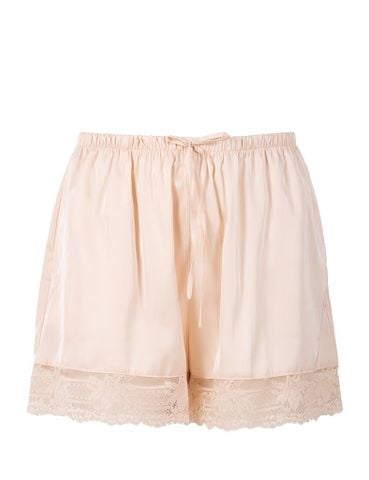  Đồ bộ mặc nhà nữ lụa satin iBasic phối ren tay ngắn - HOMW045 