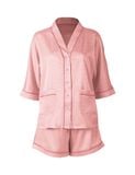  Đồ bộ mặc nhà nữ pyjama satin xước iBasic quần đùi áo tay lửng - HOMW047 