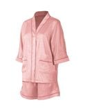  Đồ bộ mặc nhà nữ pyjama satin xước iBasic quần đùi áo tay lửng - HOMW047 