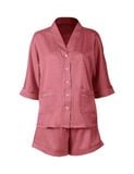  Đồ bộ mặc nhà nữ pyjama satin xước iBasic quần đùi áo tay lửng - HOMW047 