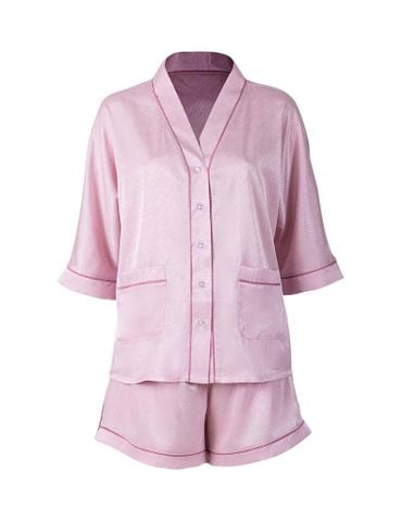  Đồ bộ mặc nhà nữ pyjama satin xước iBasic quần đùi áo tay lửng - HOMW047 