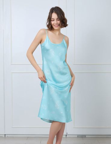  Váy ngủ lụa satin iBasic hai dây phom suông dài - SW073 